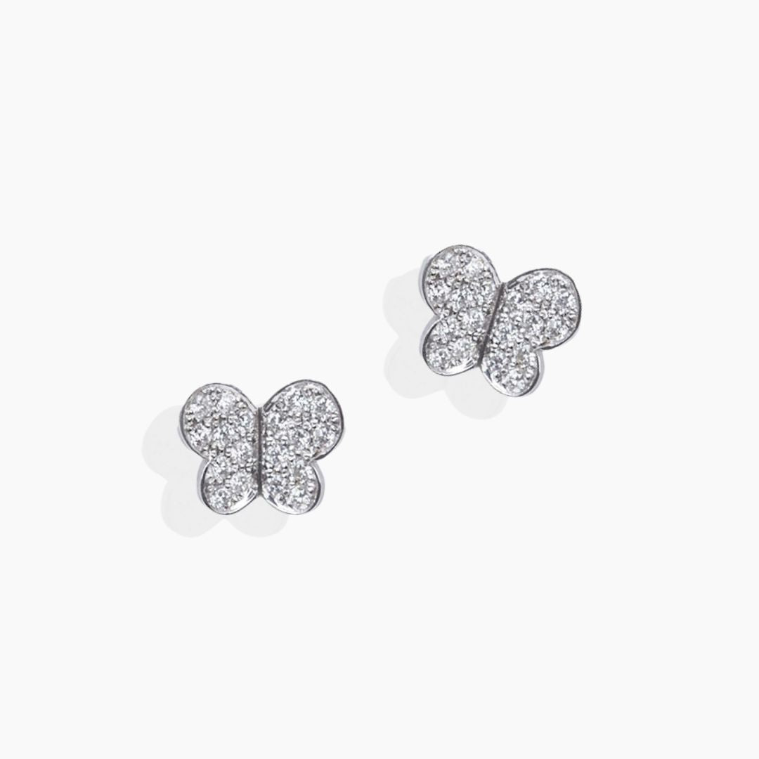 Pendientes Mariposa Pequeños Oro Blanco 18k con Diamantes Earrings Elena Carrera 