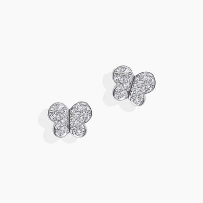 Pendientes Mariposa Pequeños Oro Blanco 18k con Diamantes Earrings Elena Carrera 