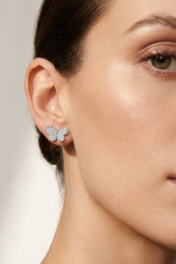 Pendientes Mariposas Medianas — Oro Blanco 18k y Diamantes Earrings Elena Carrera 