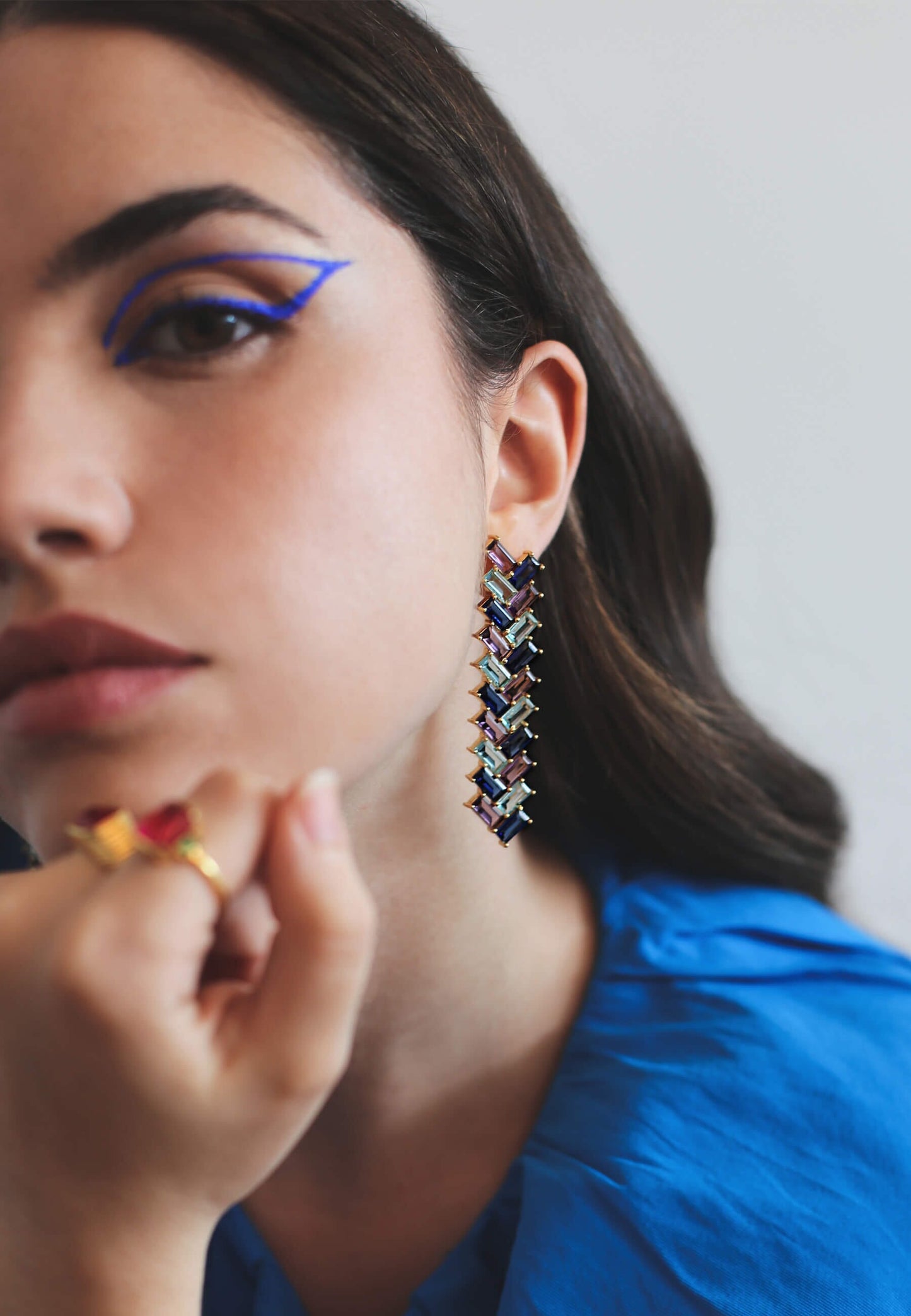 Pendientes Metrópolis Agua y Morado Earrings LAVANI 