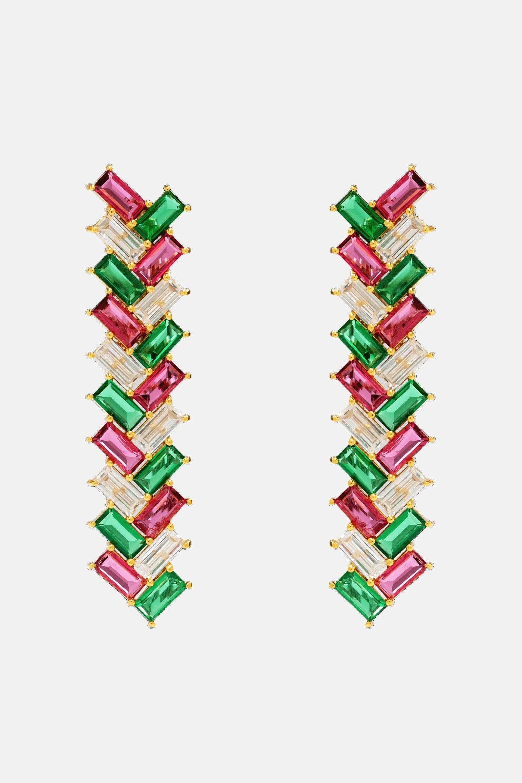 Pendientes Metrópolis Fucsia y Verde Earrings LAVANI 