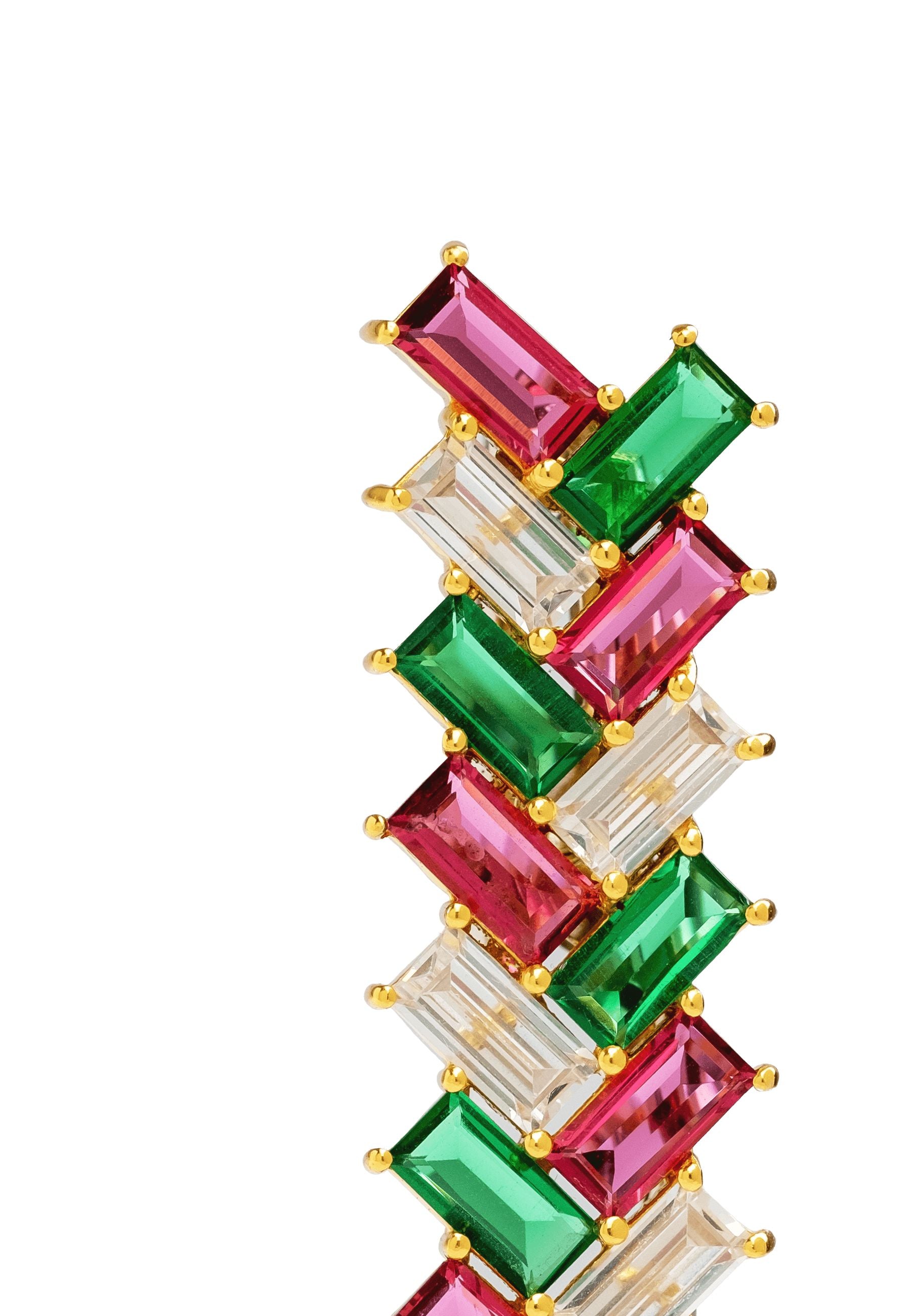 Pendientes Metrópolis Fucsia y Verde Earrings LAVANI 