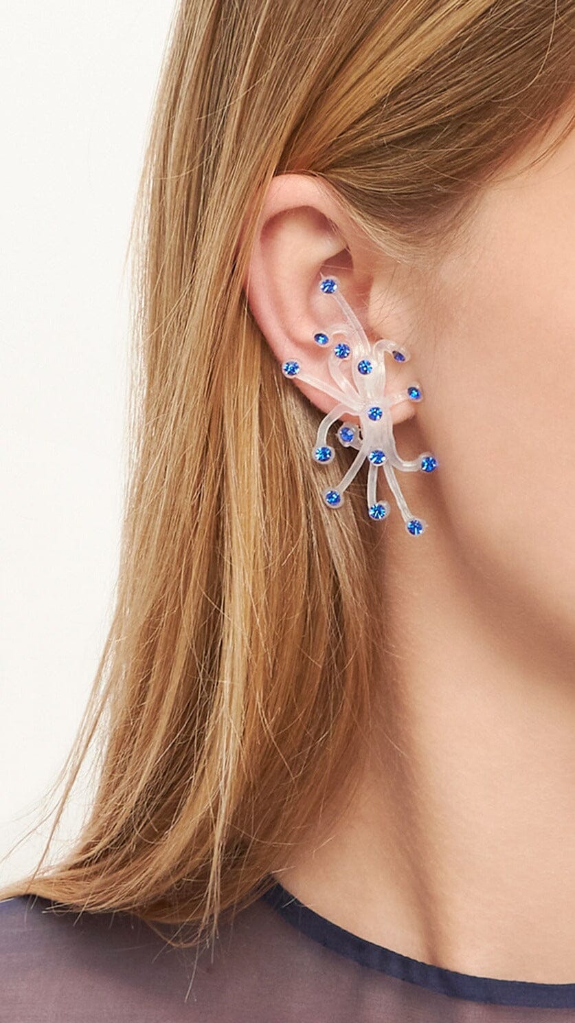 Pendientes Molly transparente y azul Earrings Joaquin Blanco 