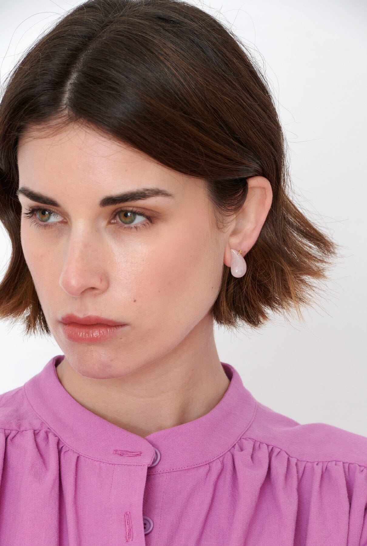 Pendientes presión cuarzo rosa Earrings SOY FASCINANTE 