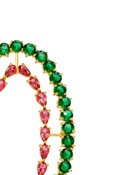 Pendientes Rivoli Fucsia y Verde Earrings LAVANI 