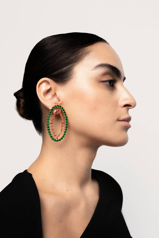 Pendientes Rivoli Fucsia y Verde Earrings LAVANI 