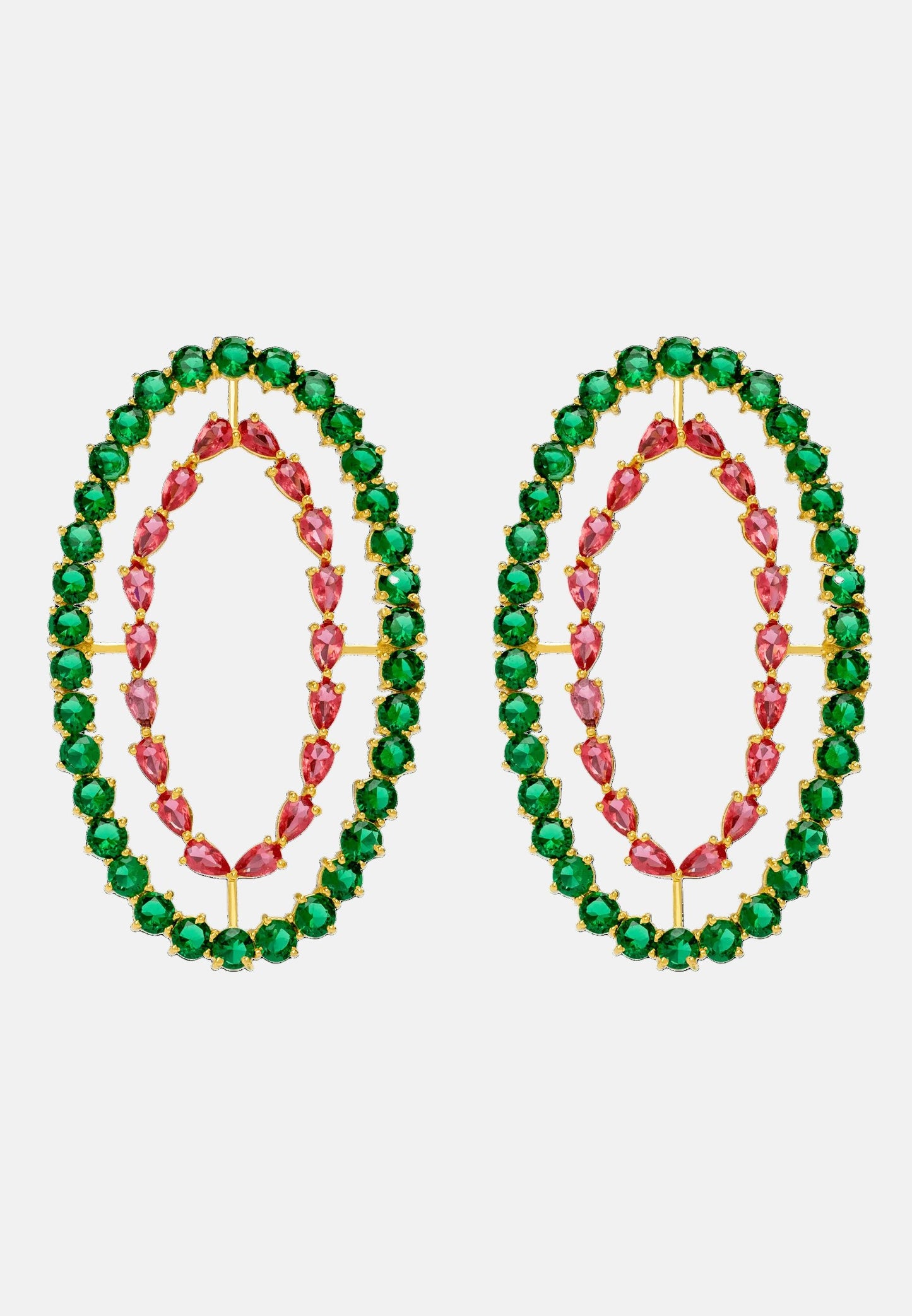 Pendientes Rivoli Fucsia y Verde Earrings LAVANI 