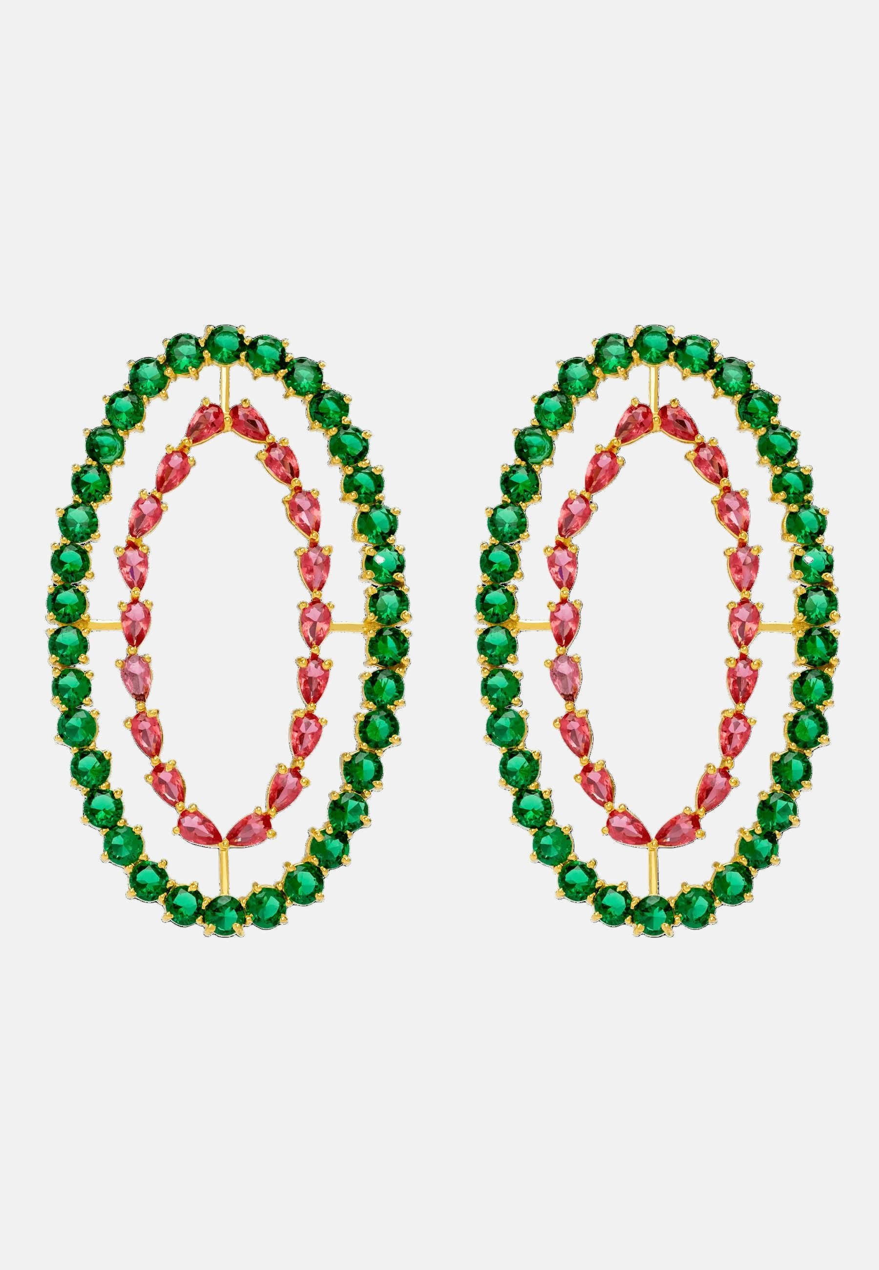 Pendientes Rivoli Fucsia y Verde Earrings LAVANI 
