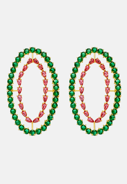 Pendientes Rivoli Fucsia y Verde Earrings LAVANI 