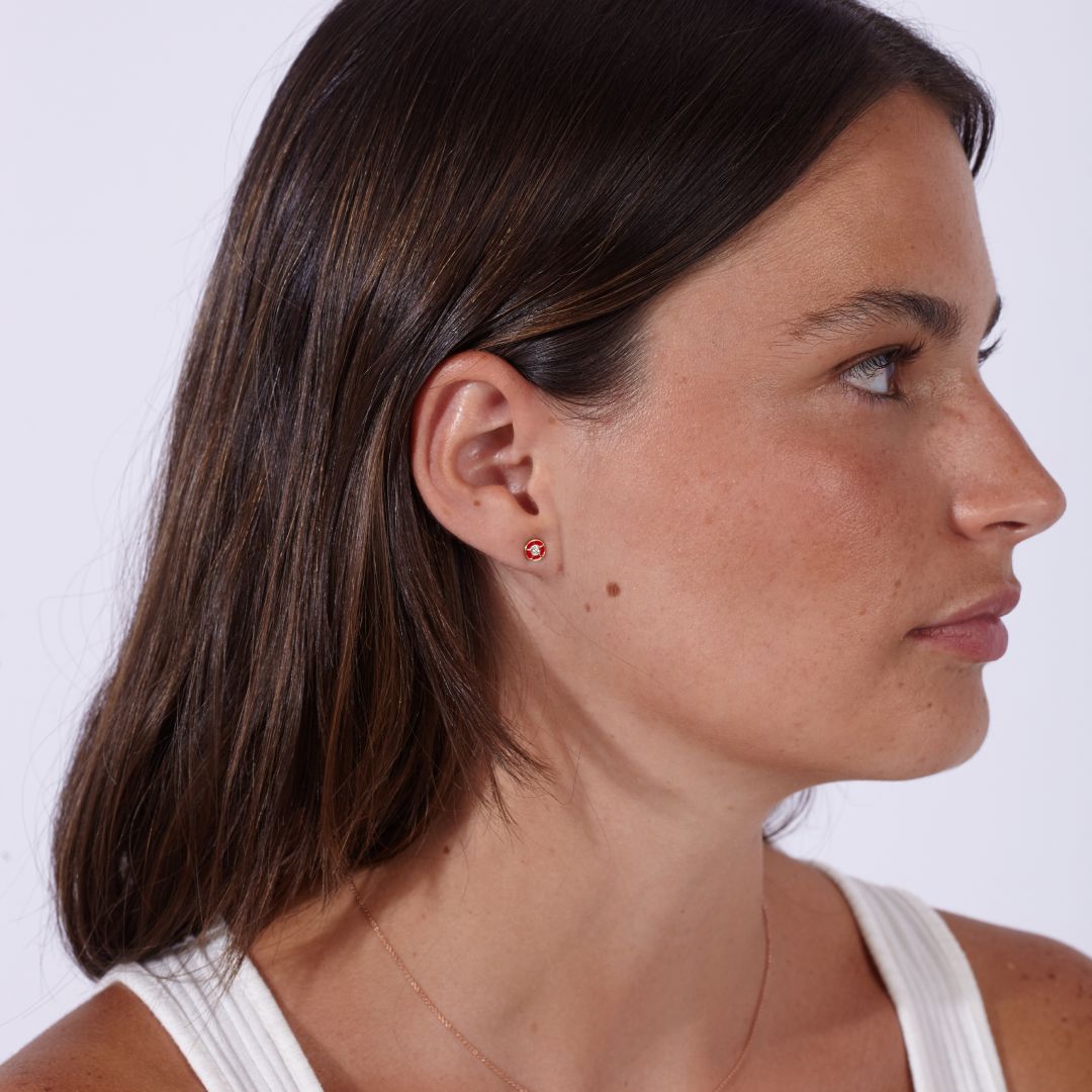 Pendientes Rojos con Diamantes Oro Amarillo 18k Earrings Elena Carrera 