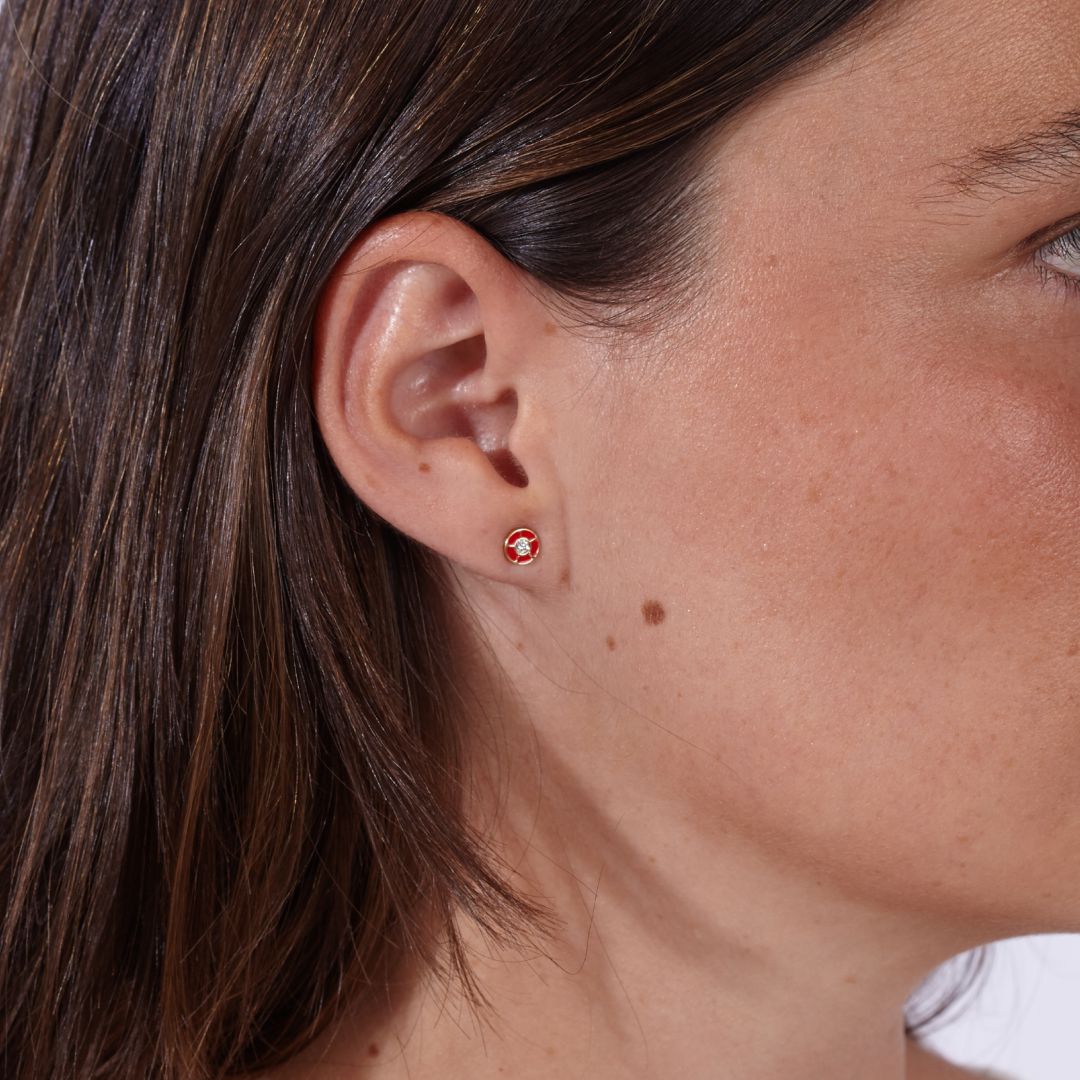 Pendientes Rojos con Diamantes Oro Amarillo 18k Earrings Elena Carrera 