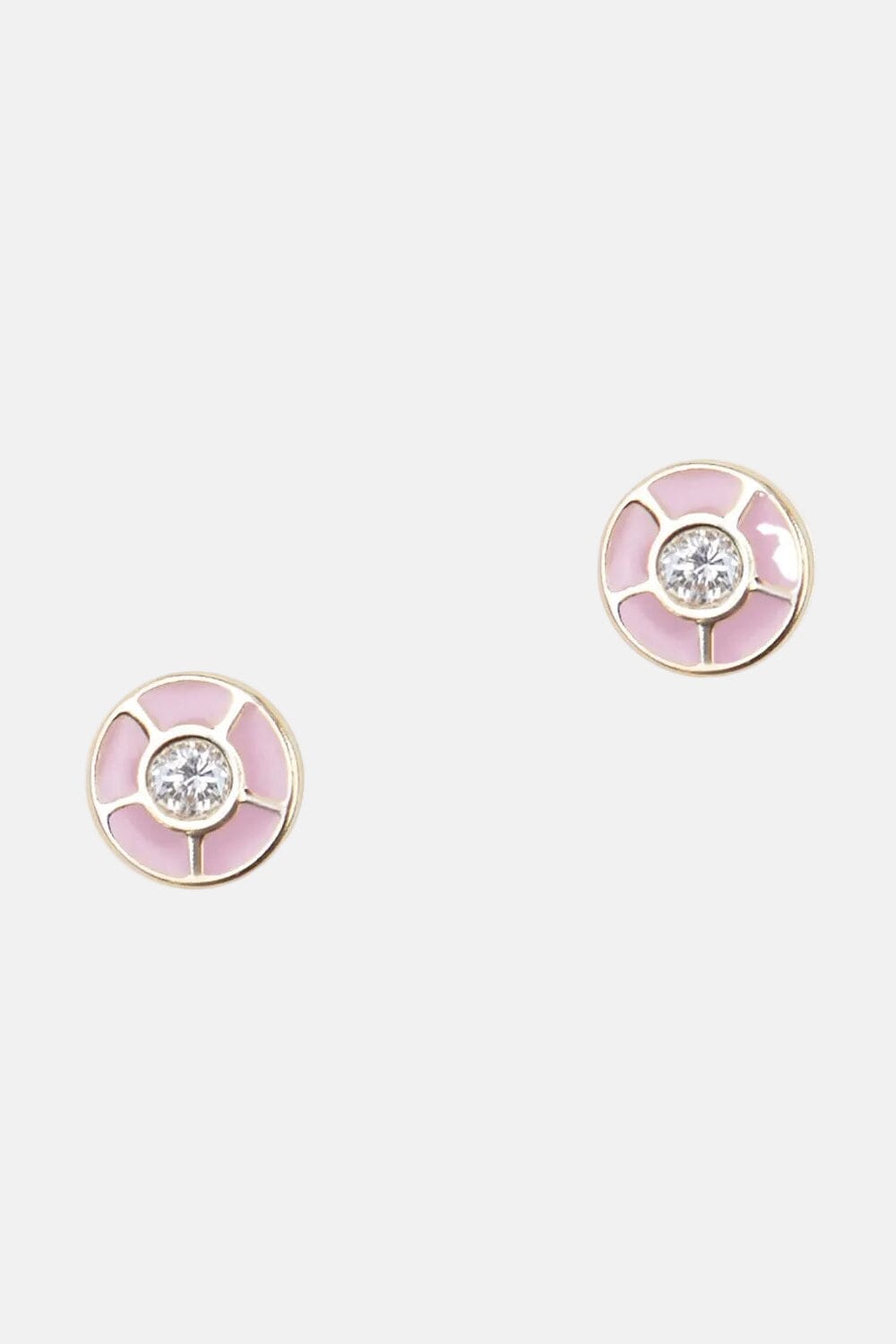 Pendientes Rosa con Diamantes Oro Amarillo 18k Earrings Elena Carrera 