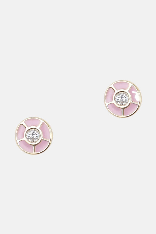 Pendientes Rosa con Diamantes Oro Amarillo 18k Earrings Elena Carrera 