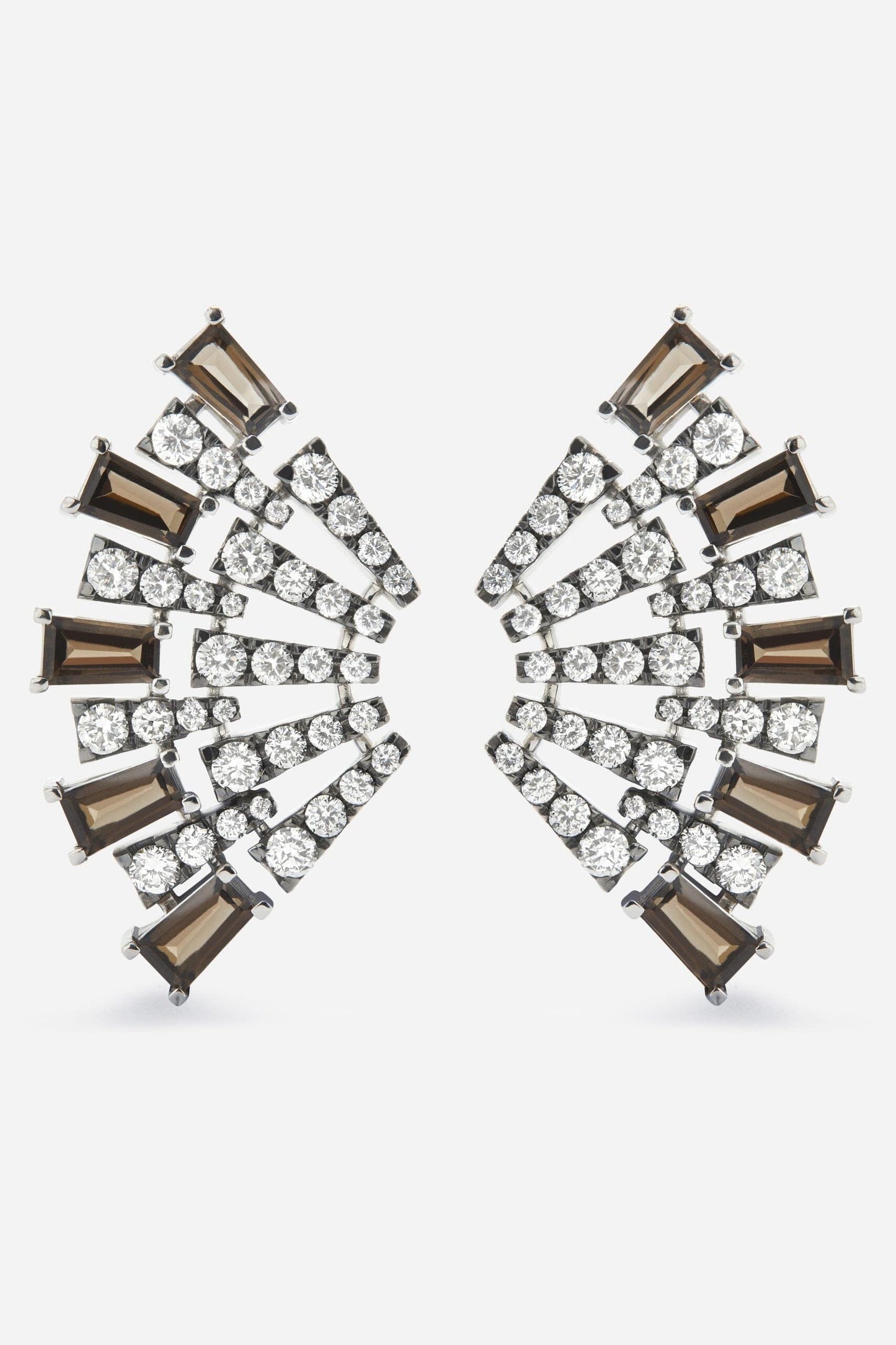 Pendientes Smoky Club L Cuarzo Earrings Gold & Roses 