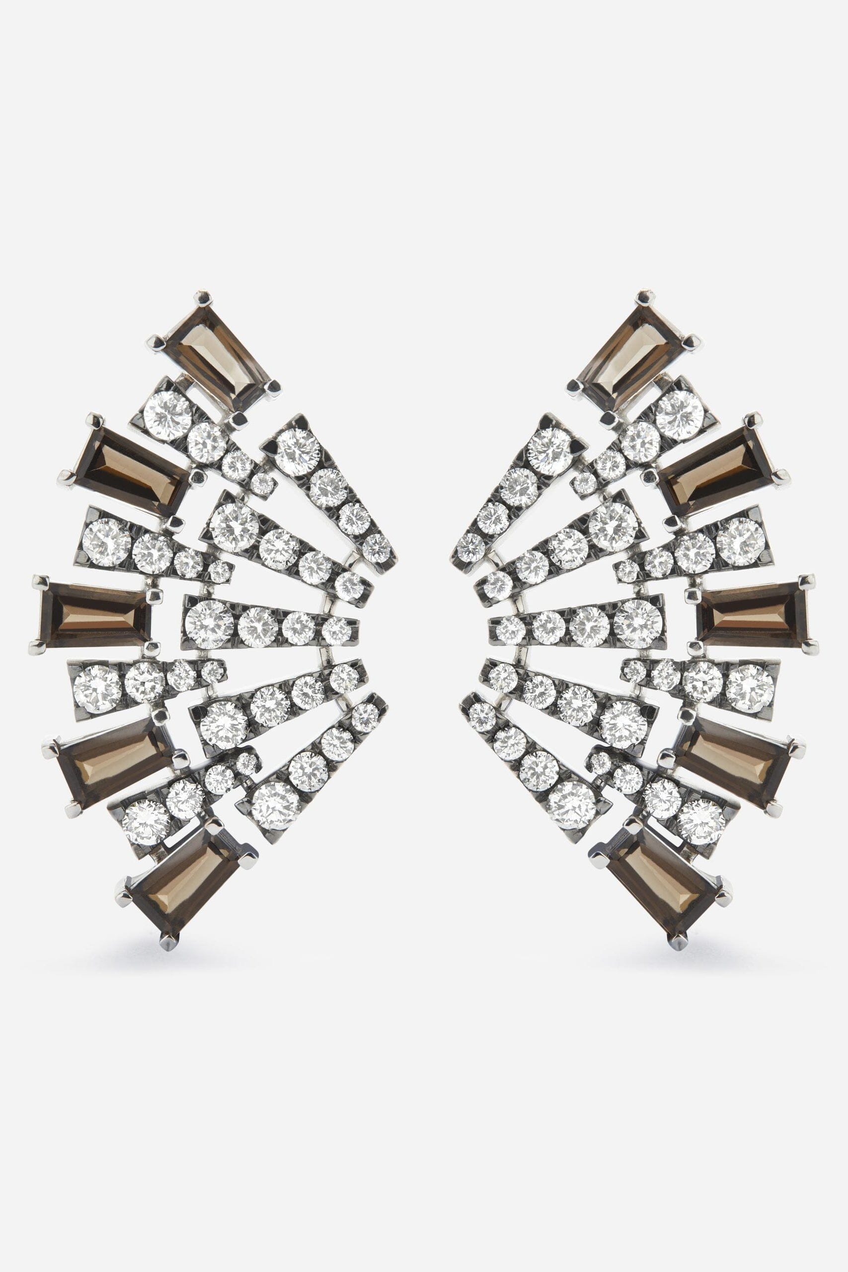 Pendientes Smoky Club L Cuarzo Earrings Gold & Roses 