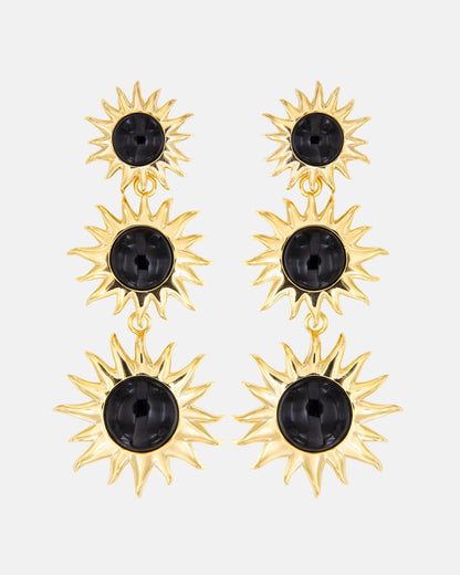 Pendientes Sol Fascinante Ágata Negra Earrings Coolook 