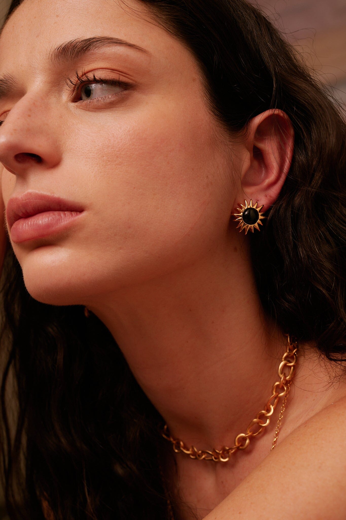 Pendientes Sol Fascinante Ágata Negra Earrings Coolook 