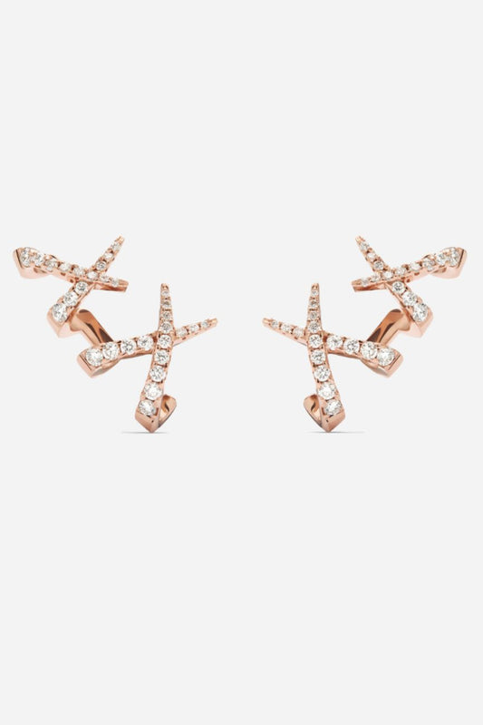 Pendientes trepador Jardín de Aire diamantes Earrings Gold & Roses 