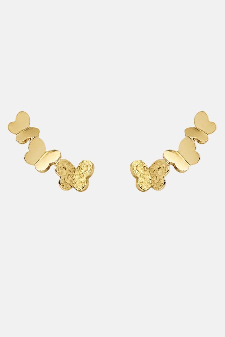 Pendientes Trepadores Mariposas Oro Amarillo 18k Earrings Elena Carrera 