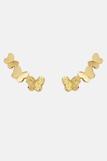 Pendientes Trepadores Mariposas Oro Amarillo 18k Earrings Elena Carrera 