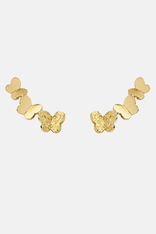 Pendientes Trepadores Mariposas Oro Amarillo 18k Earrings Elena Carrera 
