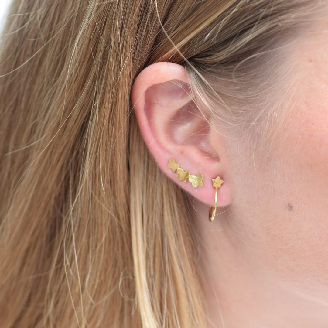 Pendientes Trepadores Mariposas Oro Amarillo 18k Earrings Elena Carrera 