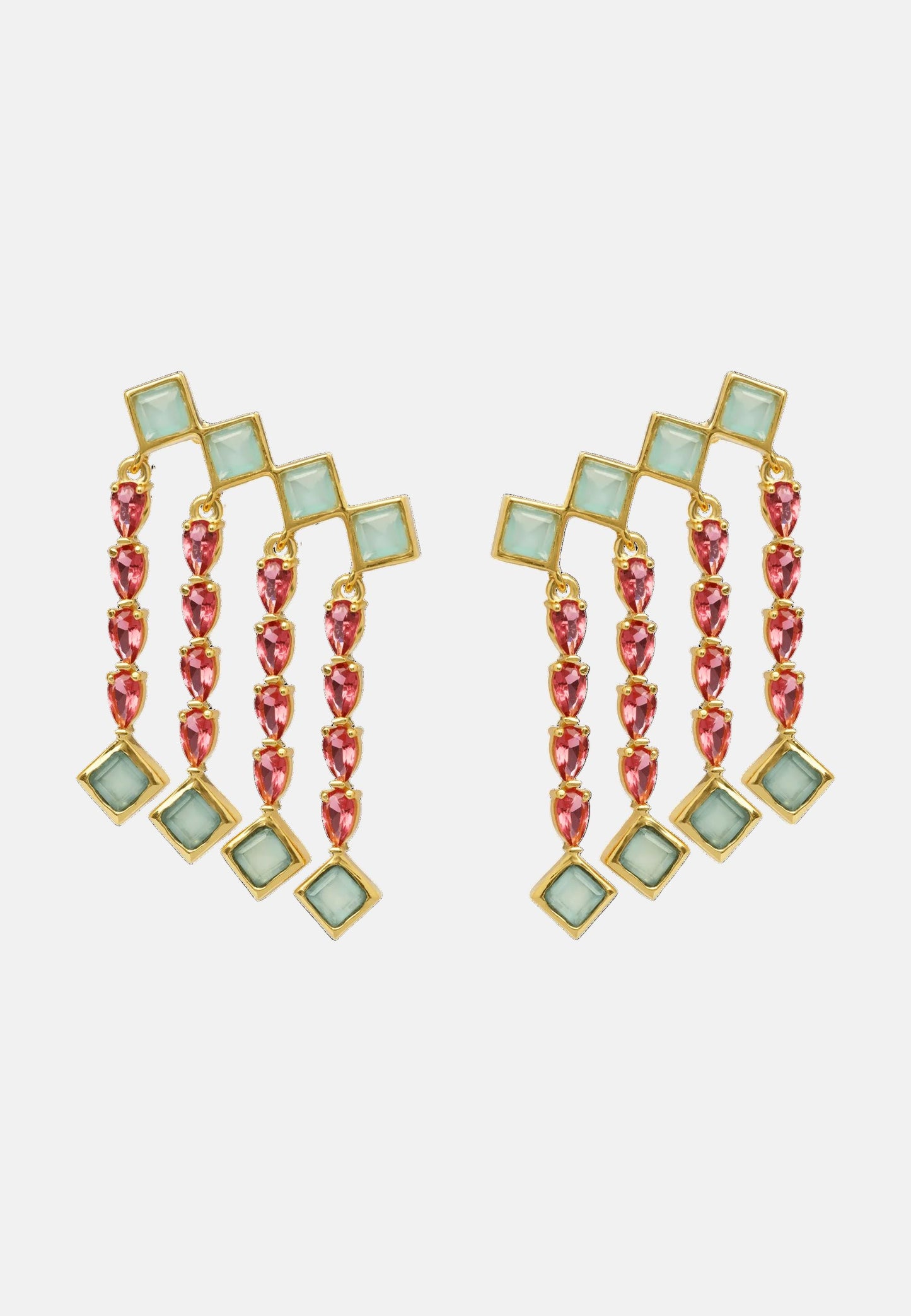 Pendientes Trepadores Verde Agua y Rosa Odeon Earrings LAVANI 