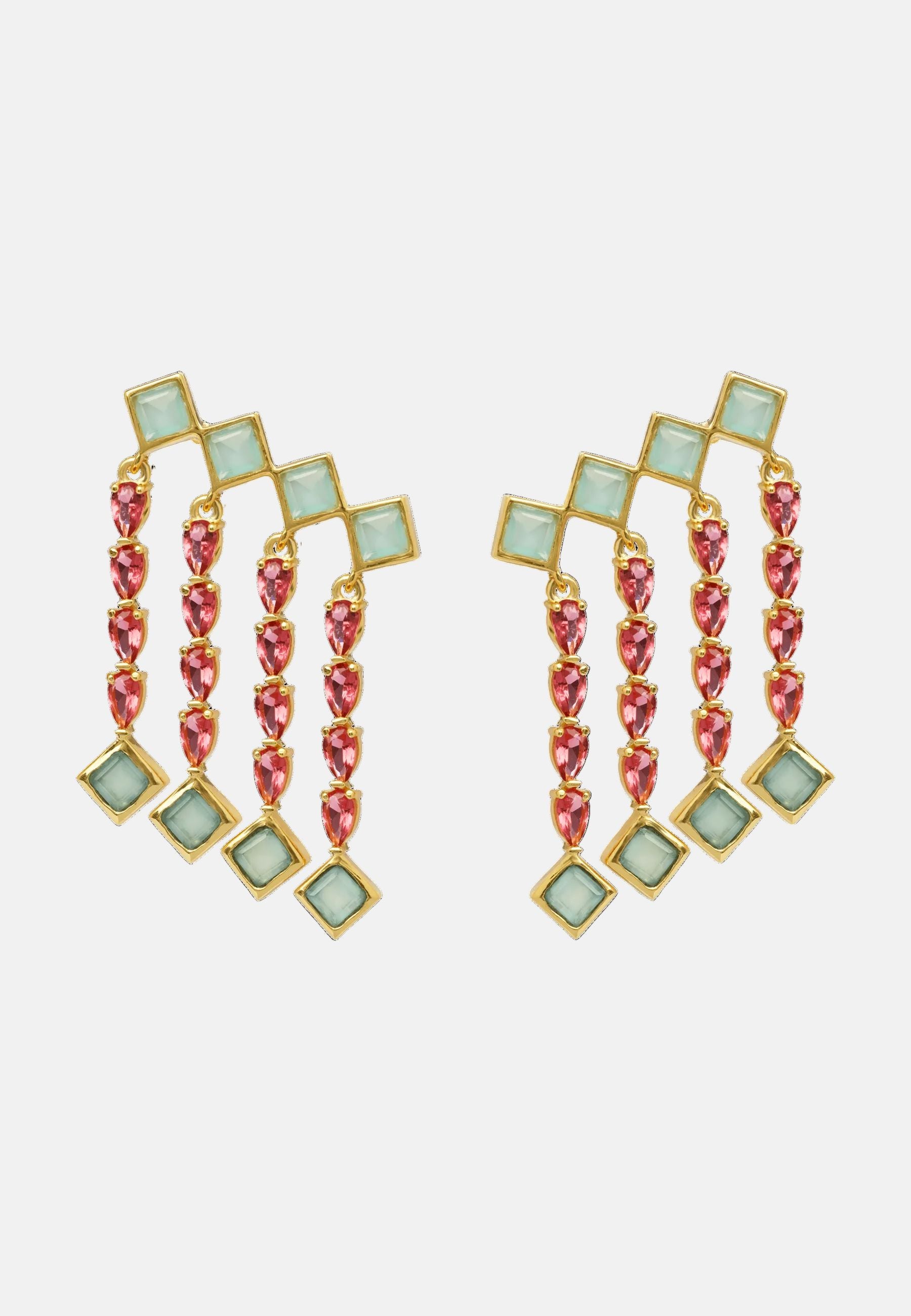 Pendientes Trepadores Verde Agua y Rosa Odeon Earrings LAVANI 