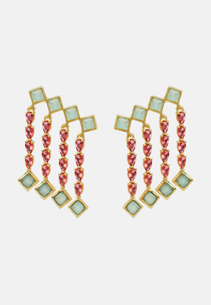 Pendientes Trepadores Verde Agua y Rosa Odeon Earrings LAVANI 