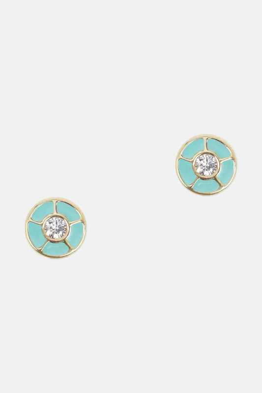 Pendientes Verde Agua con Diamantes Oro Amarillo 18k Earrings Elena Carrera 