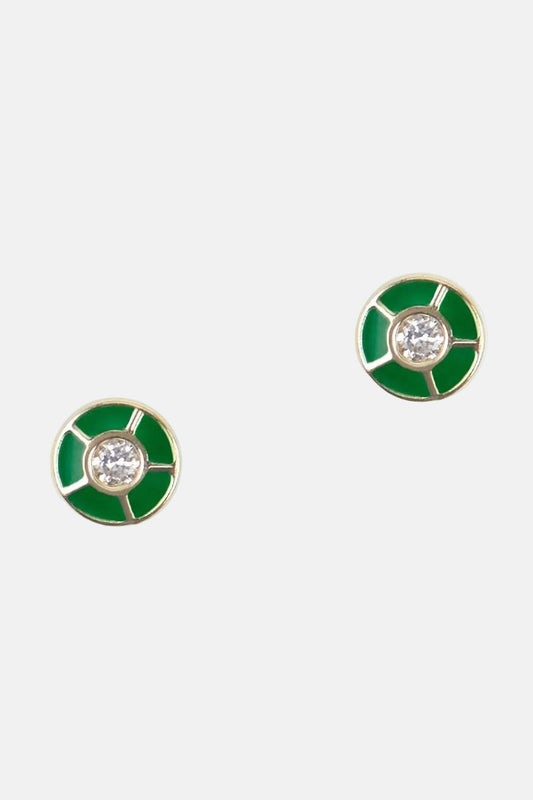 Pendientes Verdes con Diamantes Oro Amarillo 18k Earrings Elena Carrera 