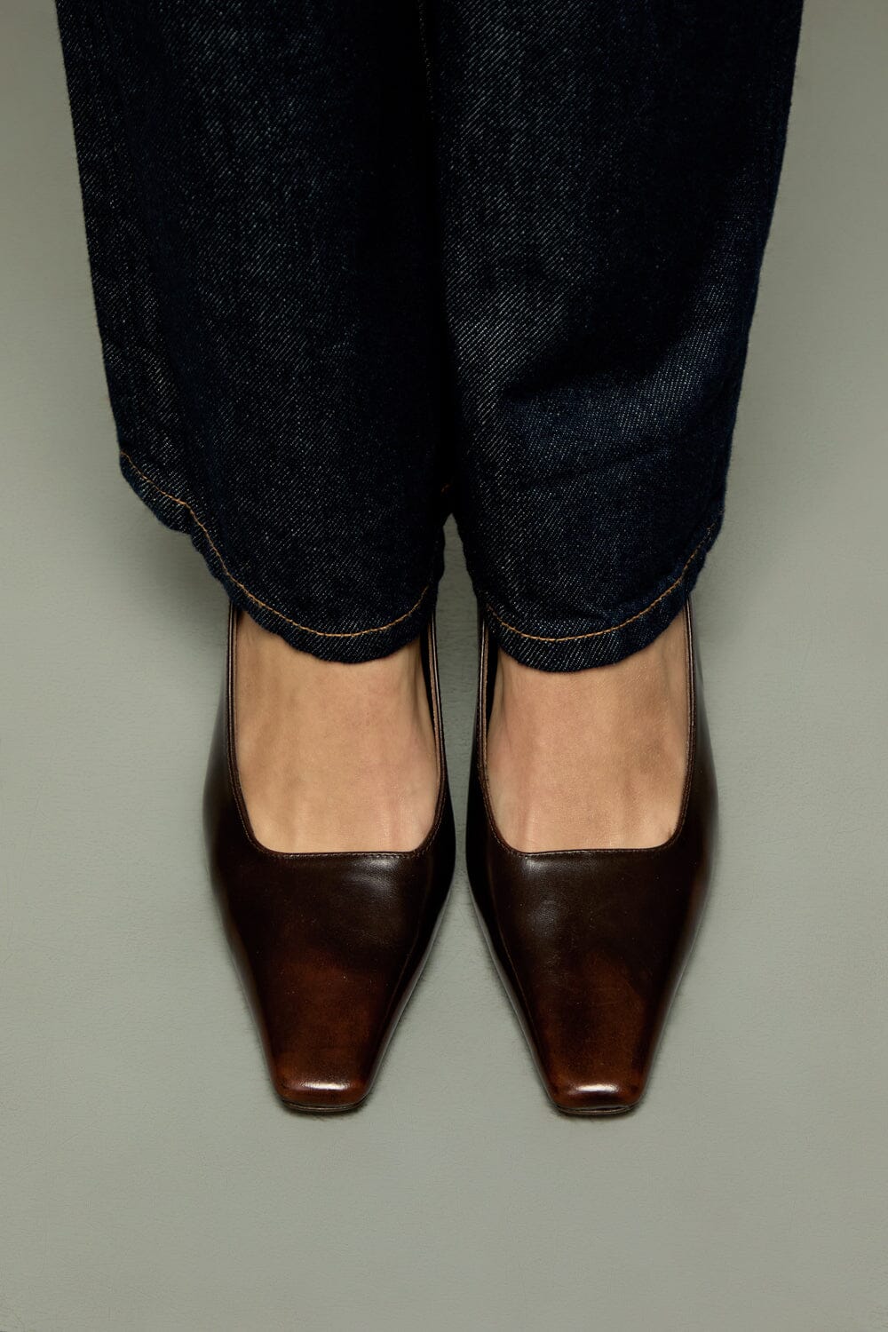 Petra Pumps in Brown Leather Heels AUGUSTA 