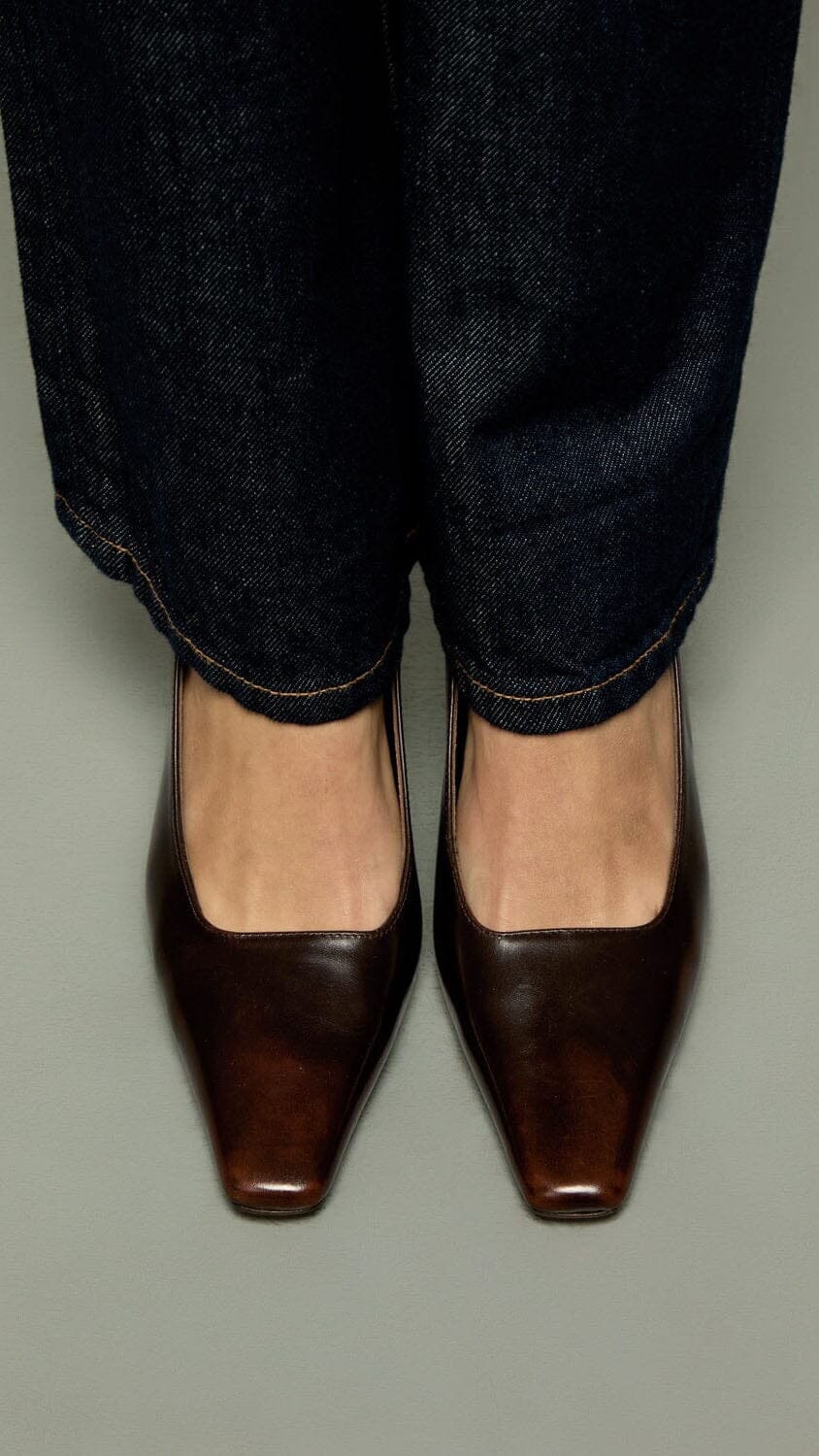 Petra Pumps in Brown Leather Heels AUGUSTA 