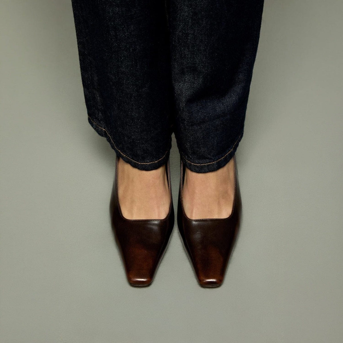 Petra Pumps in Brown Leather Heels AUGUSTA 