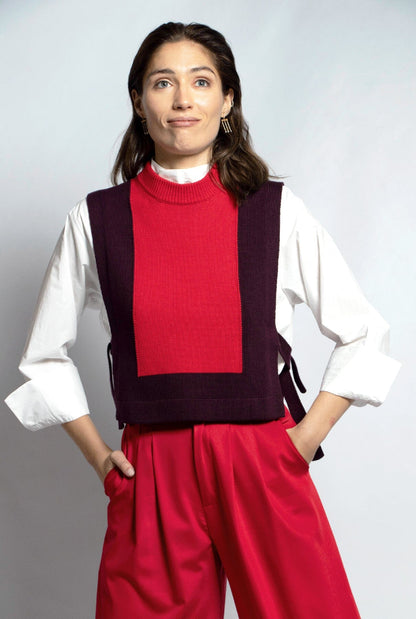 Chaleco Pía punto rojo-granate – ES Fascinante