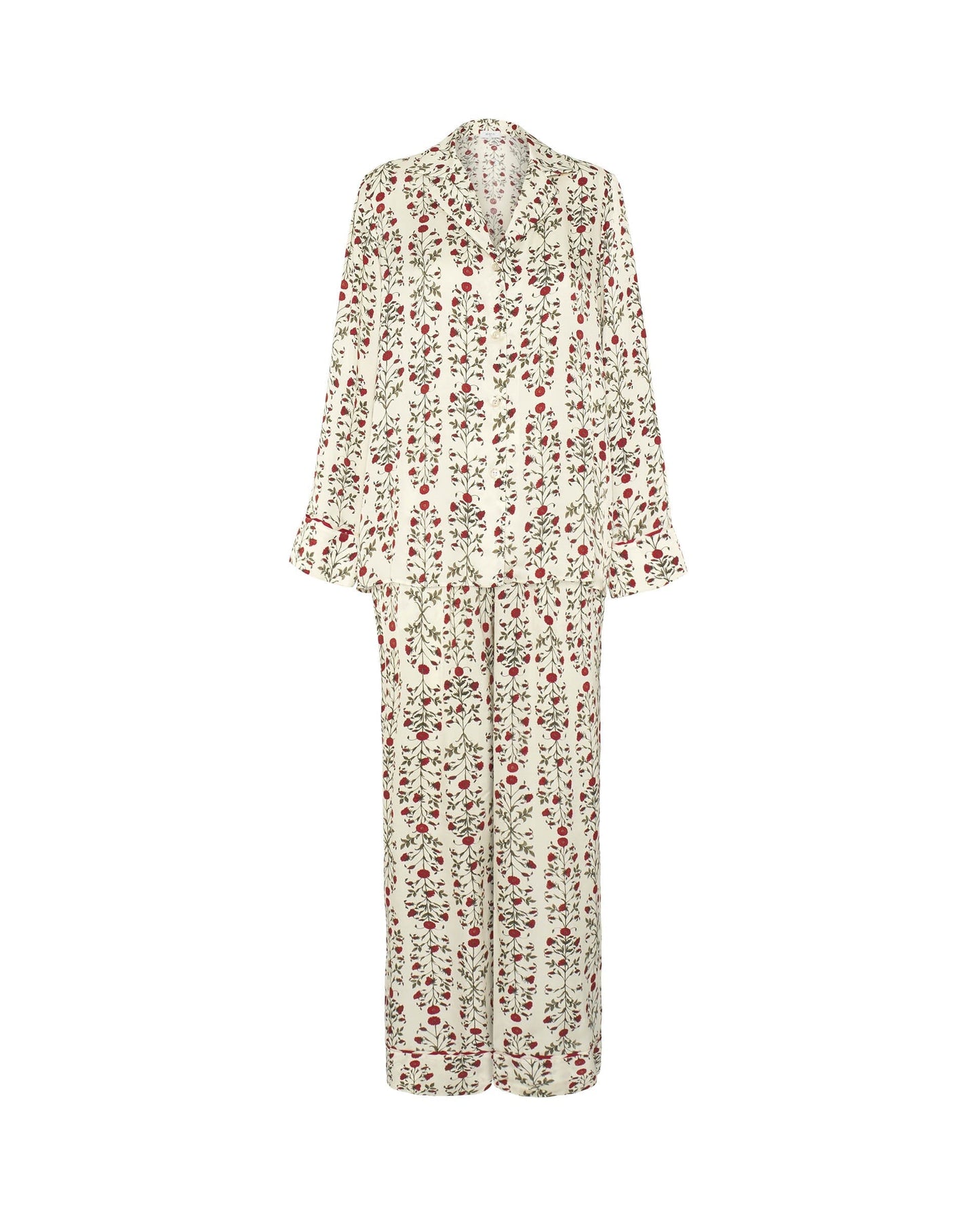 Pijama beige estampado floral rojo Pyjamas Mirto 