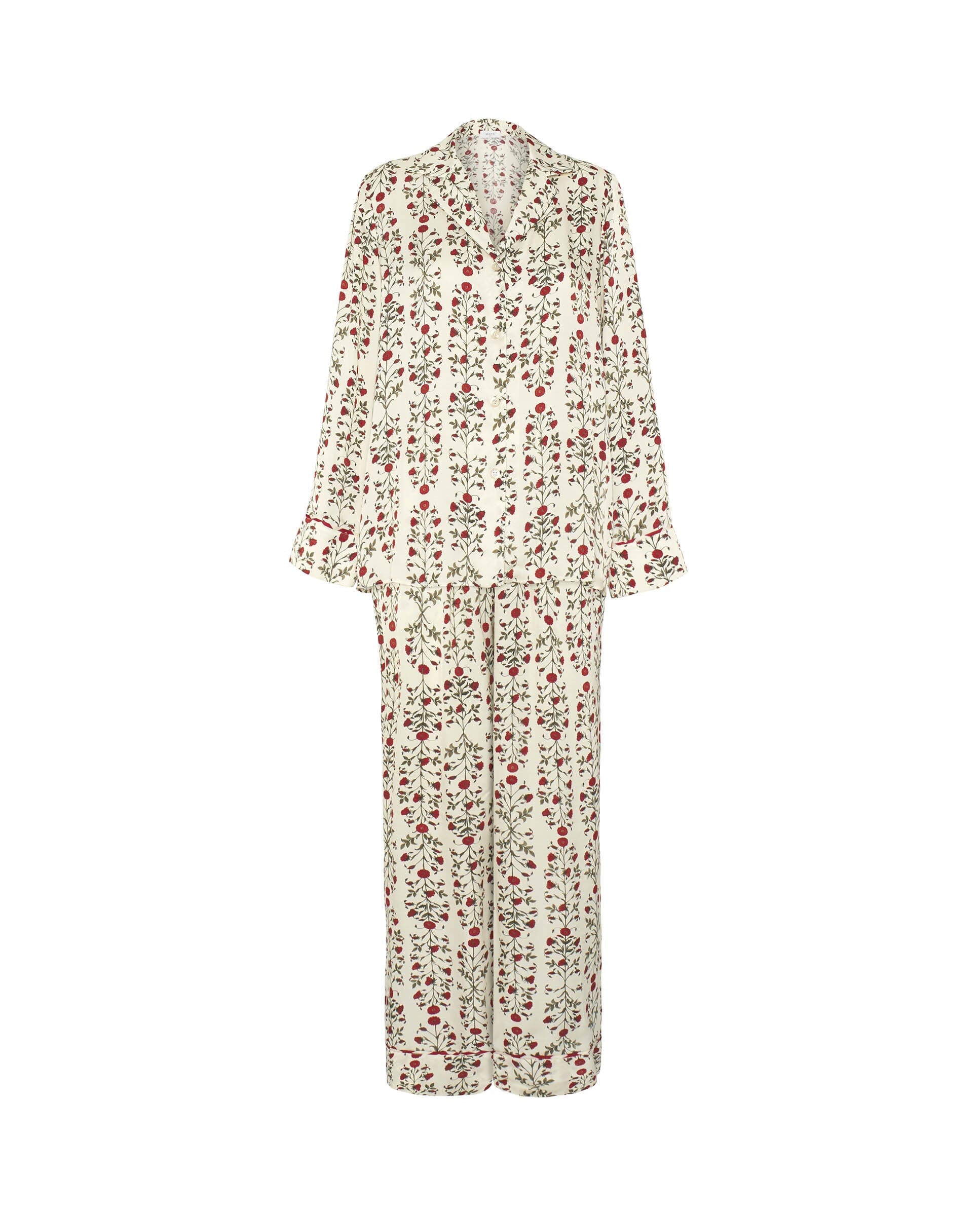Pijama beige estampado floral rojo Pyjamas Mirto 