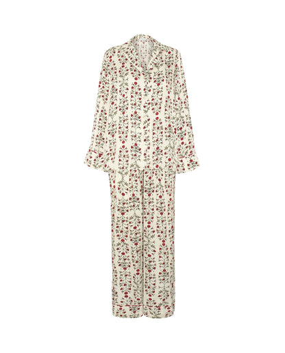 Pijama beige estampado floral rojo Pyjamas Mirto 