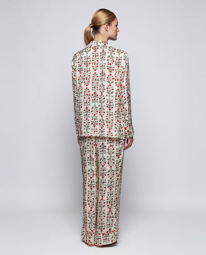 Pijama beige estampado floral rojo Pyjamas Mirto 