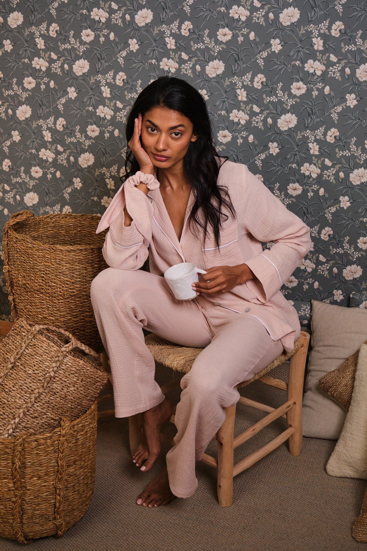 Pijama Largo Bambula Rosa Nude Pijama de mujer Vicky Bargalló 