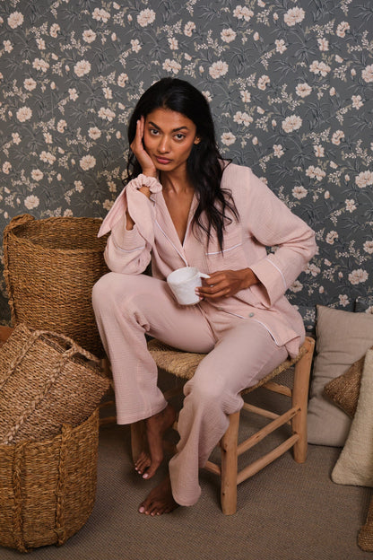 Pijama Largo Bambula Rosa Nude Pijama de mujer Vicky Bargalló 