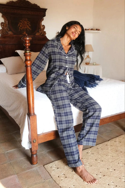 Pijama Mujer Cuadro Escocés Navy Pyjamas Vicky Bargalló 