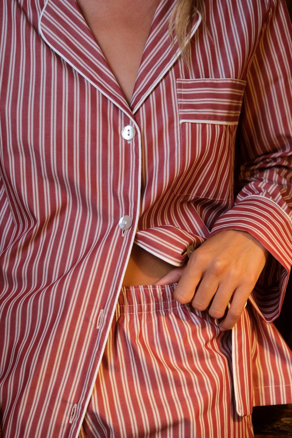 Pijama Mujer Rayas Burgundy · Vicky Bargalló · vista 5