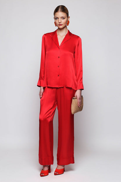 Pijama rojo de seda Pyjamas Mirto 