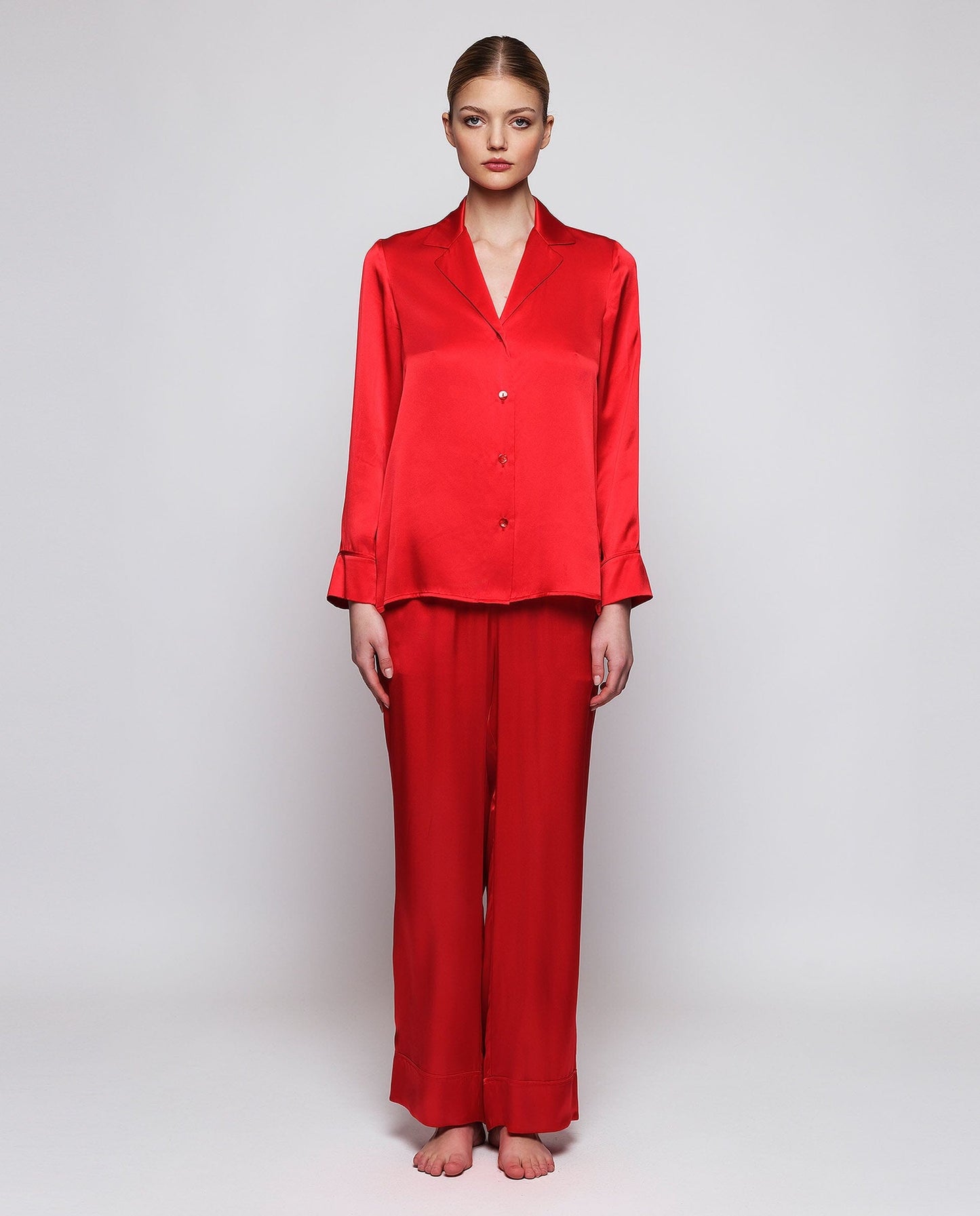 Pijama rojo de seda Pyjamas Mirto XS / 1 