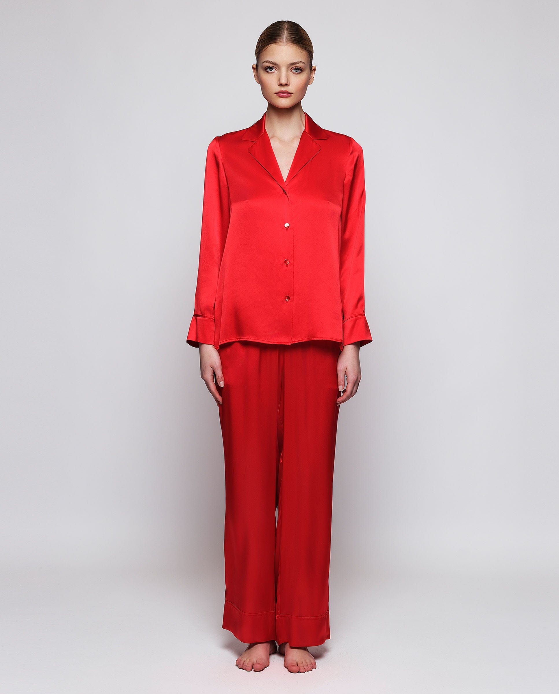 Pijama rojo de seda Pyjamas Mirto XS / 1 