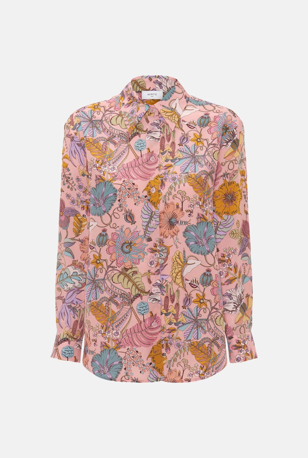 Pink fantasy print silk blouse Shirts & blouses Mirto 