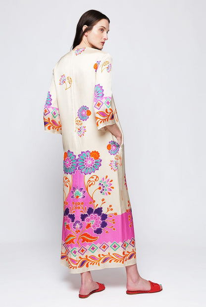 Pink floral print fluid dress Long Dresses Mirto 