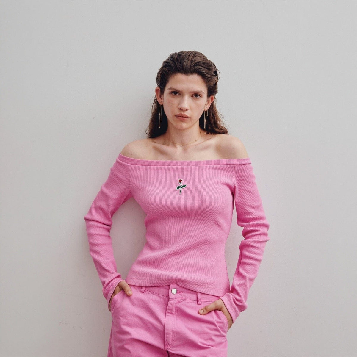 Pink Off-the-shoulder Tee T-Shirts & tops Ynes Suelves 