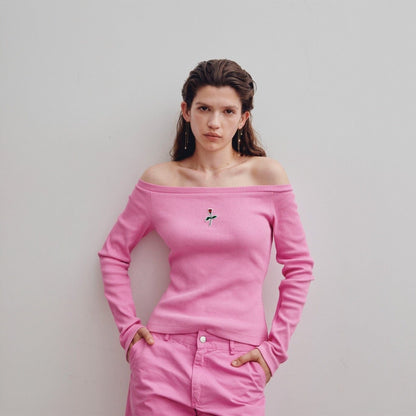 Pink Off-the-shoulder Tee T-Shirts & tops Ynes Suelves 